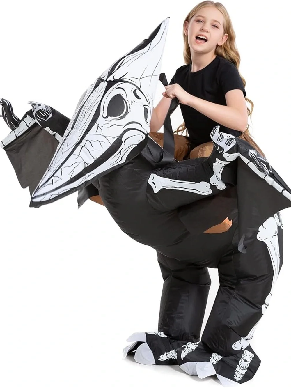 Kids Inflatable Black Skeleton Pterodactyl Costume